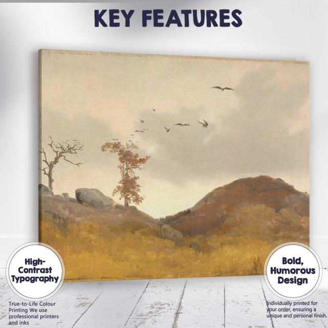 Rustic Moorland Birds in Flight Autumn Countryside Painting Canvas Wall Art Print Decor Picture Ready To Hang - image 1
