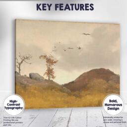 Rustic Moorland Birds in Flight Autumn Countryside Painting Canvas Wall Art Print Decor Picture Ready To Hang - thumbnail 1