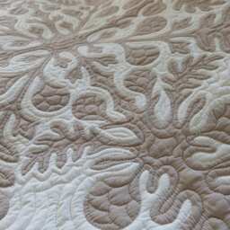 Neutral Hawaiian Quilt Bed Cover, Hand Quilted Quilt, Tone On Tone Comforter, Queen California King Size Bedspread Beige Bedroom Decor - thumbnail 4