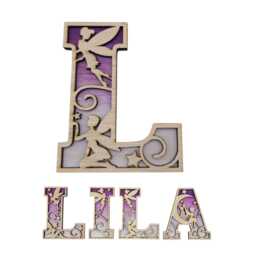 Personalised Fairy Name Sign - Custom Laser Cut Wooden Letters Kids Bedroom Or Nursery Wall Decor Mythical Art Christmas Gift - thumbnail 2