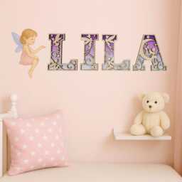 Personalised Fairy Name Sign - Custom Laser Cut Wooden Letters Kids Bedroom Or Nursery Wall Decor Mythical Art Christmas Gift - thumbnail 1