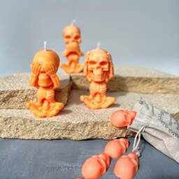 Skull Candle Set With Skull Wax Melts, Skeleton Candle Gift, Gothic Gift Set, Goth Set, Creepy Gift, Bithday Set, Human - thumbnail 3