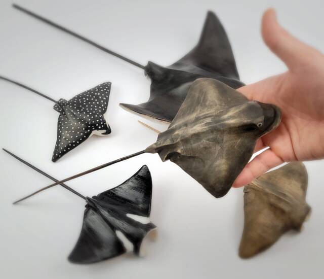 Handmade Linden Wood Stingray Sculpture, Ocean Decor - image 1