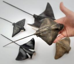 Handmade Linden Wood Stingray Sculpture, Ocean Decor - thumbnail 1