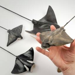 Handmade Linden Wood Stingray Sculpture, Ocean Decor - thumbnail 4