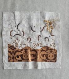 Brown Abstract Hand Embroidery Fiber Textile Wall Art - thumbnail 1