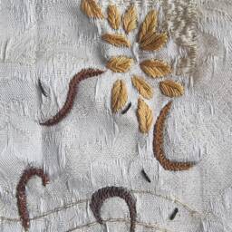 Brown Abstract Hand Embroidery Fiber Textile Wall Art - thumbnail 4