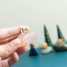 Mini Snail Sculpture On Crystal Hand-Painted Clay Figurine - thumbnail 4