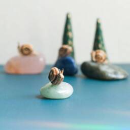 Mini Snail Sculpture On Crystal Hand-Painted Clay Figurine - thumbnail 2