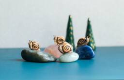 Mini Snail Sculpture On Crystal Hand-Painted Clay Figurine