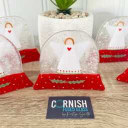 Fused Glass Angel Snowglobe Christmas Memorial Candle Holder Ornament - Cornish Fused - thumbnail 4
