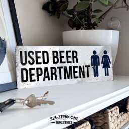 Used Beer Dept Metal Sign. Vintage Worn Rusty Look Print Funny Toilet Bathroom Joke - thumbnail 1