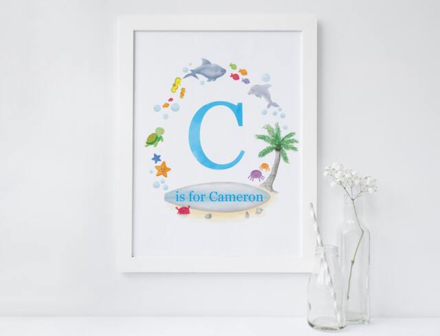 Personalized Baby Print - Custom Gift Beach Nursery Decor Name Sign House Wall Art Sweet Cheeks Images - image 1