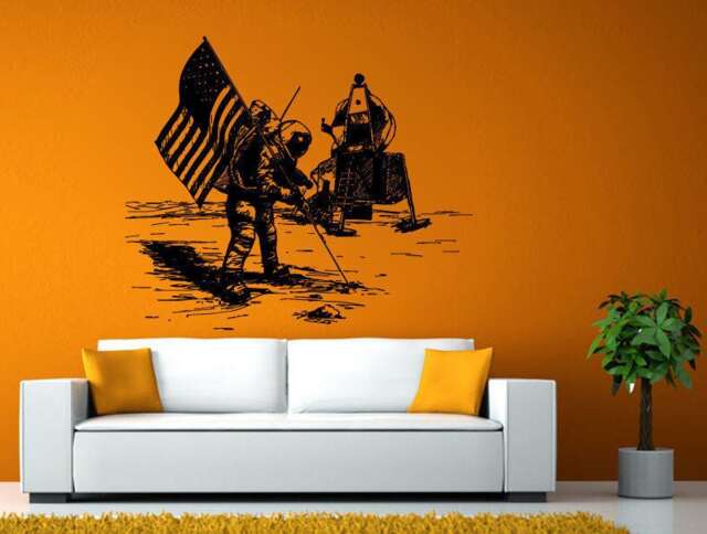 America First Man Moon Space Walk Nasa Shuttle Wall Or Window Sticker Decal Vinyl Fathead Mural Decor L2000 - image 1