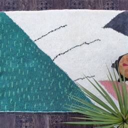 Moroccan Abstract Rug Moroccan Colorfull Rug Beni Ourain Rug, New Style Carpet , Abstrackt Azilal Area Rugs - thumbnail 2