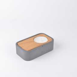 Candle Holder For Tealight Made Of Concrete & Oak, Handmade Stylish Unique Pieces, A Great Gift Idea Tealights - thumbnail 3