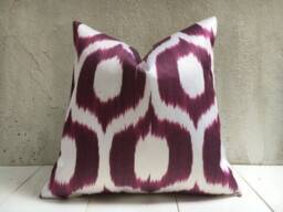 Silk Ikat Pillow Cover, Handwoven Style, Turkish Decor - 16x16 - thumbnail 1