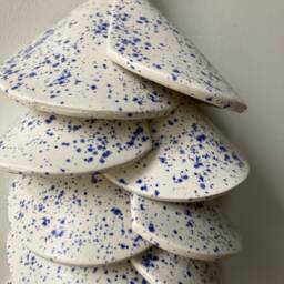Handmade Ceramic Tile Wall Hanging Speckled Glaze Decor - thumbnail 2