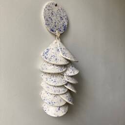 Handmade Ceramic Tile Wall Hanging Speckled Glaze Decor - thumbnail 3