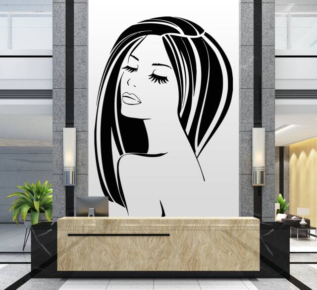 Woman Face Wall Decal Beauty Salon Decor, Lashes Sticker 2930 - image 1
