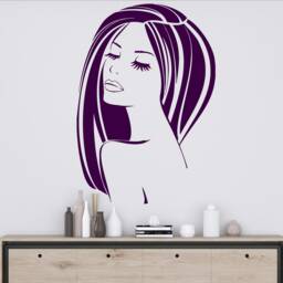 Woman Face Wall Decal Beauty Salon Decor, Lashes Sticker 2930 - thumbnail 3