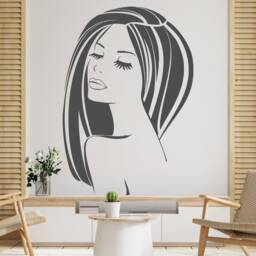 Woman Face Wall Decal Beauty Salon Decor, Lashes Sticker 2930 - thumbnail 2