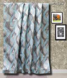 Aqua Stripes Jacquard Weave Curtain Panels, Swirl Curtains - Rod Pocket, Grommet, Box Pleat, Three Pinch Tab Top & Plain Ring Top - thumbnail 1