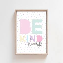 Set Of 3 Girls Nursery Prints, Be Kind, Rainbow Bedroom Wall Art, Playroom Pastel - thumbnail 3