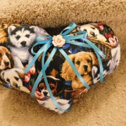 Ooak Handmade Heart Shaped Fancy Pillow With Puppy Print - thumbnail 4