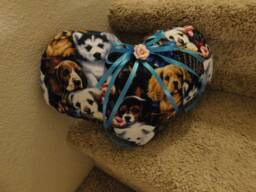 Ooak Handmade Heart Shaped Fancy Pillow With Puppy Print - thumbnail 1