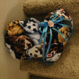 Ooak Handmade Heart Shaped Fancy Pillow With Puppy Print - thumbnail 2