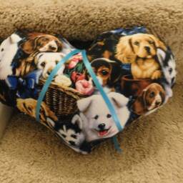 Ooak Handmade Heart Shaped Fancy Pillow With Puppy Print - thumbnail 3