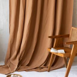 Linen Curtains 107Inches/274cm. Extra Long & Wide Cacao Color Drapery. Large in Various Colors. Custom Size Linen - thumbnail 2