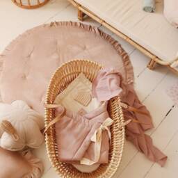 Velvet Frill Play Mat Latte, Super Soft Baby Floor Rug, Nursery Decor, Boho & Scandinavian Style, Handmade Shower Gift, Playroom Mat - thumbnail 4