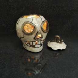 Raku Skull Lantern & Oil Diffuser - Gothic Ceramic Candle Holder, Esoteric Decor Customizable - thumbnail 2
