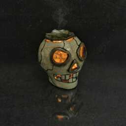 Raku Skull Lantern & Oil Diffuser - Gothic Ceramic Candle Holder, Esoteric Decor Customizable - thumbnail 3