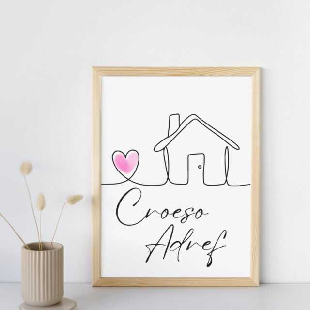 Welsh Language Wall Art, A4 Print, High Quality Poster, Welcome Home Sign, Decor, Croeso Adref - image 1
