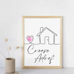 Welsh Language Wall Art, A4 Print, High Quality Poster, Welcome Home Sign, Decor, Croeso Adref - thumbnail 1