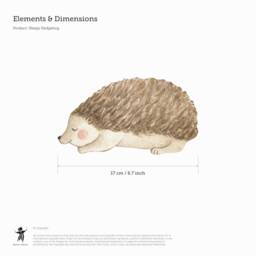 Sleepy Hedgehog Fabric Wall Sticker - Removable & Reusable - thumbnail 2
