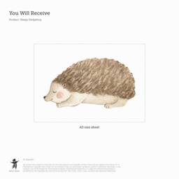 Sleepy Hedgehog Fabric Wall Sticker - Removable & Reusable - thumbnail 3