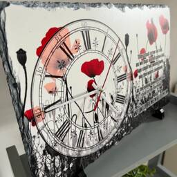 Poppy Remembrance Natural Slate Clock - thumbnail 3