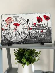 Poppy Remembrance Natural Slate Clock