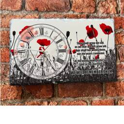 Poppy Remembrance Natural Slate Clock - thumbnail 2