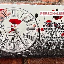 Poppy Remembrance Natural Slate Clock - thumbnail 4