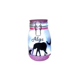 Customisable Elephant Nightlight With Glitter Base - Hand-Frosted Glass Personalized Gift - thumbnail 2