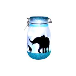 Customisable Elephant Nightlight With Glitter Base - Hand-Frosted Glass Personalized Gift - thumbnail 3