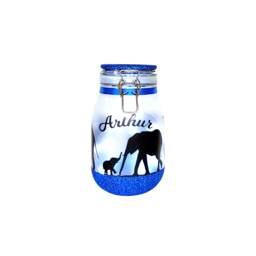 Customisable Elephant Nightlight With Glitter Base - Hand-Frosted Glass Personalized Gift