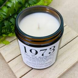 50Th Birthday Personalised Candle - 1973 Year You Were Born Milestone Gift - For Women Men- Soy Wax No Paraffin Amber Jar - thumbnail 3
