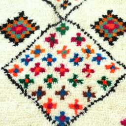 Cream Moroccan Boucherouite Rug, Tribal Diamond Berber Art, Recycled Textiles - thumbnail 4