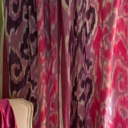 Custom Linen Curtain Panels Pink Purple Ikat Stripe, Designers Guild Fabric - thumbnail 3